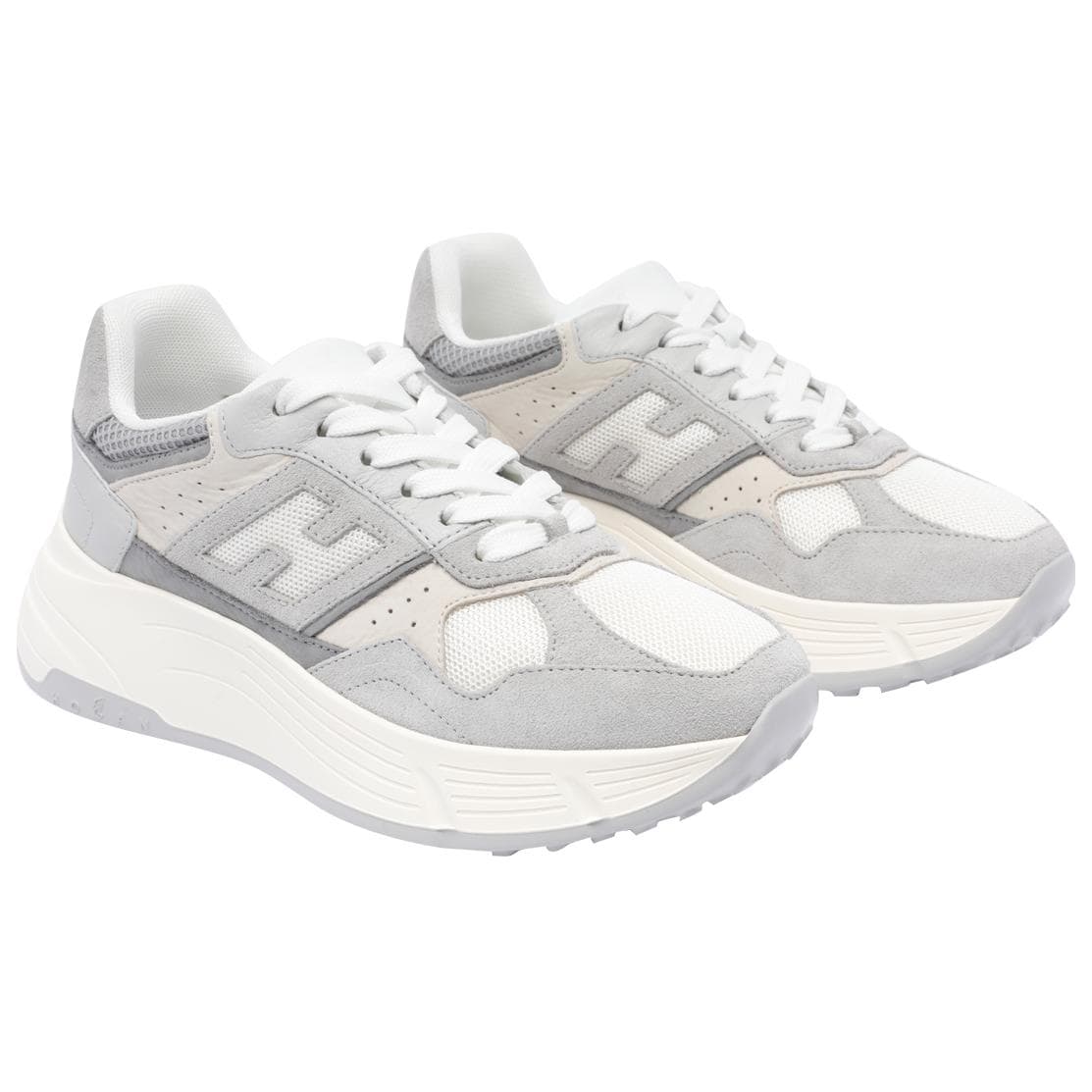 Кроссовки Hogan Suede Low Top Lace-Up Sneakers Gray White - изображение 3