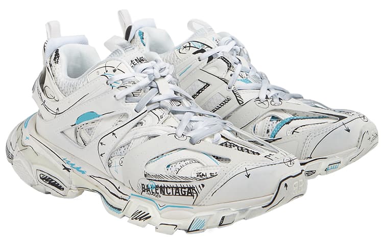 Кроссовки Balenciaga Track 1,0 Кружево Вверх Низкие Кроссовки Женские Белые С Эффектом Потертости - изображение 3