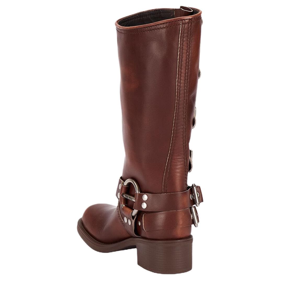 Ботинки Miu Miu Round Toe Leather Boots - изображение 5