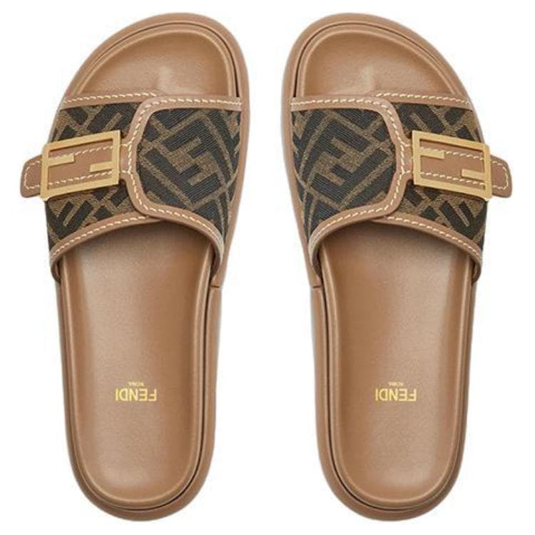 Сандалии Fendi Baguette Slides Brown - изображение 4