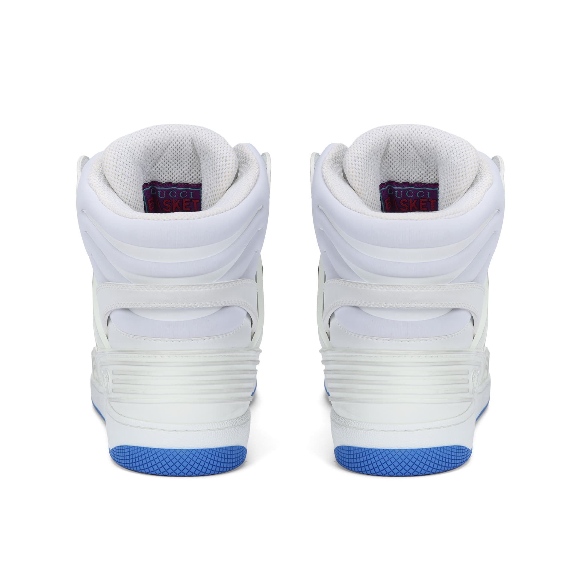 Ретро баскетбольные кроссовки Gucci Basket High Top Blue White - изображение 4
