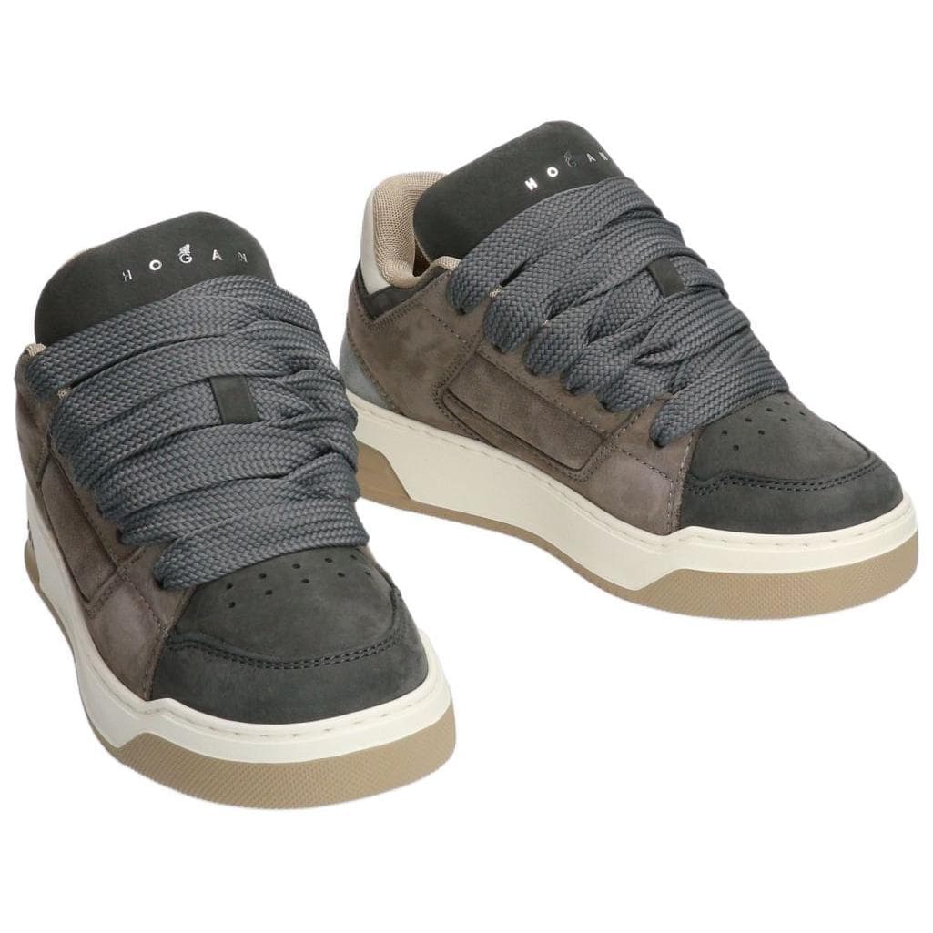 Кроссовки HOGAN H667 Artificial Suede Низкие Кроссовки для Скейтбординга 4CM Женские Черные - изображение 3