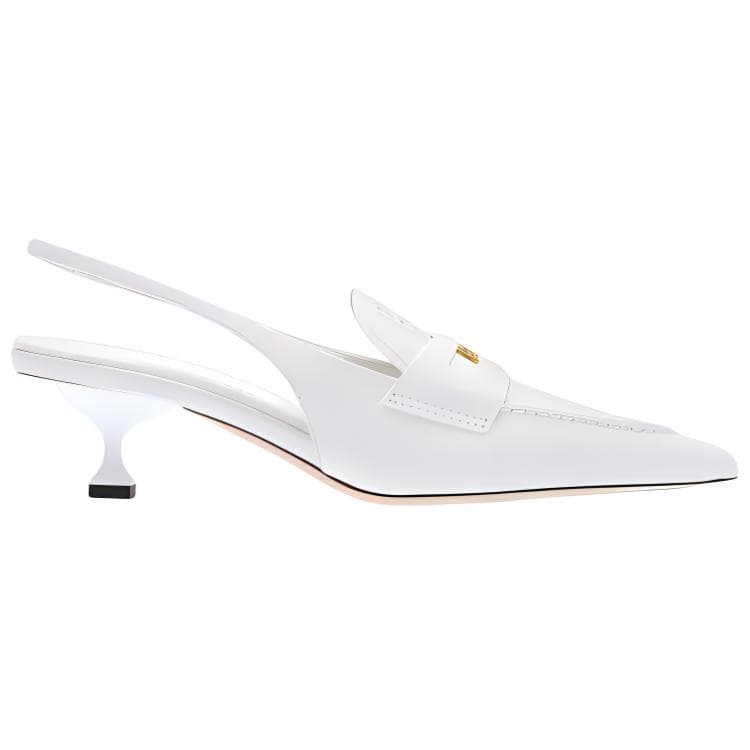 Туфли Miu Miu Penny Leather Loafers White - изображение 2