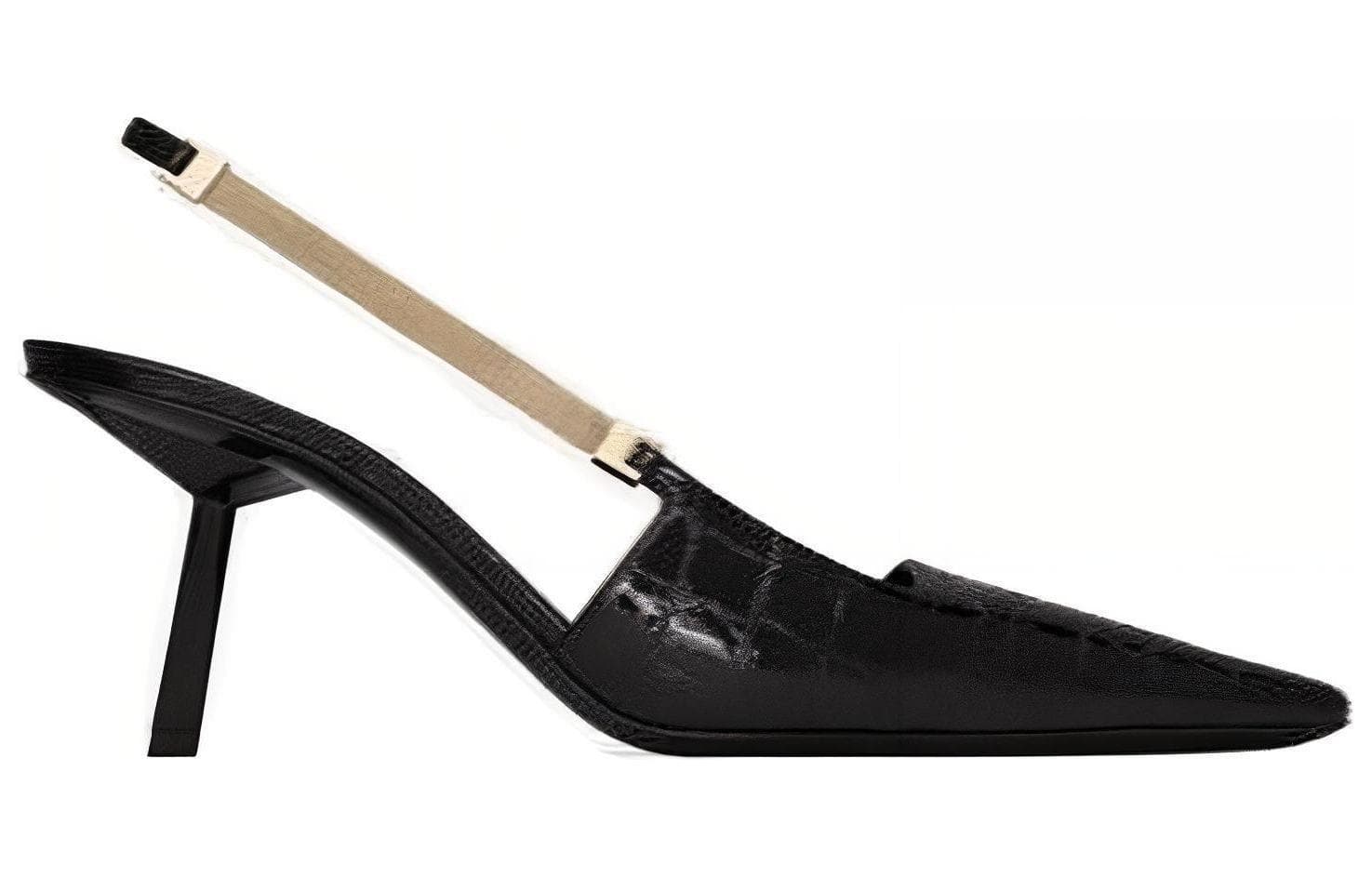 Туфли Saint Laurent Blake Leather Slingback Heels Black - изображение 2