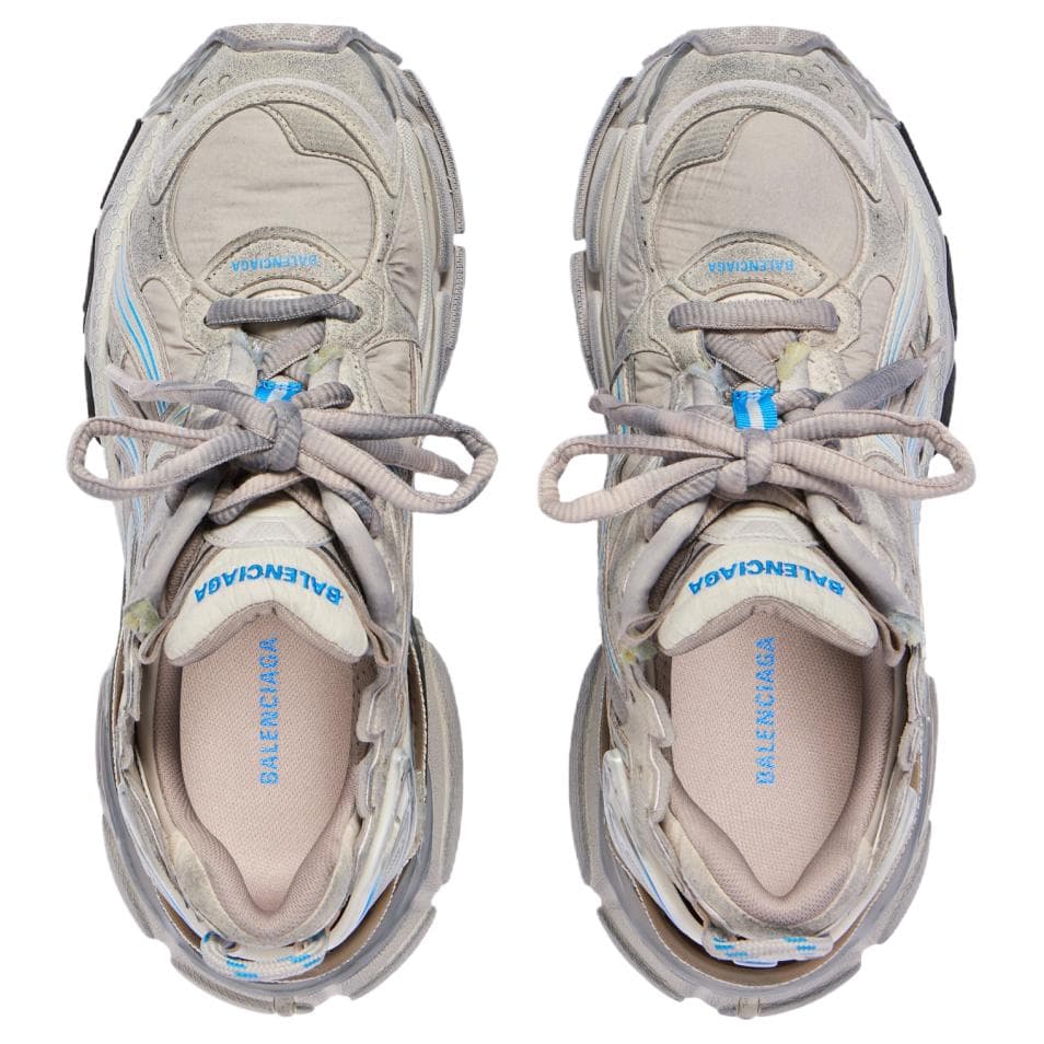 Кроссовки Balenciaga Runner Ткань Низкий Верх Повседневная Обувь Женская Серый Синий - изображение 5