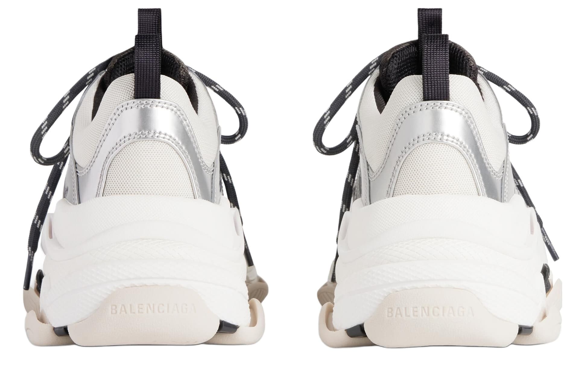 Кроссовки Balenciaga Triple S Текстиль Искусственная кожа Низкий топ Повседневная обувь Женская Серебряный - изображение 4