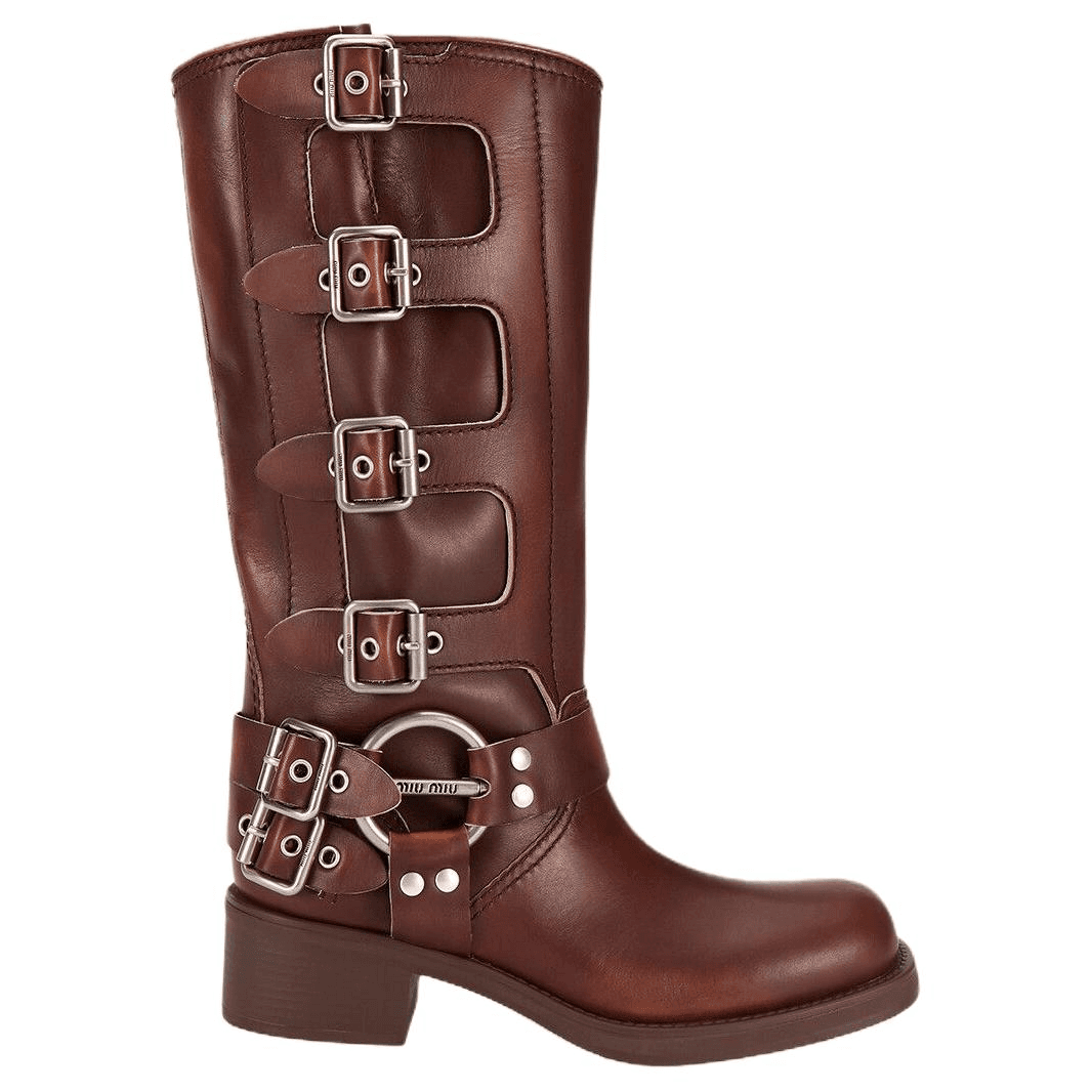 Ботинки Miu Miu Round Toe Leather Boots - изображение 2