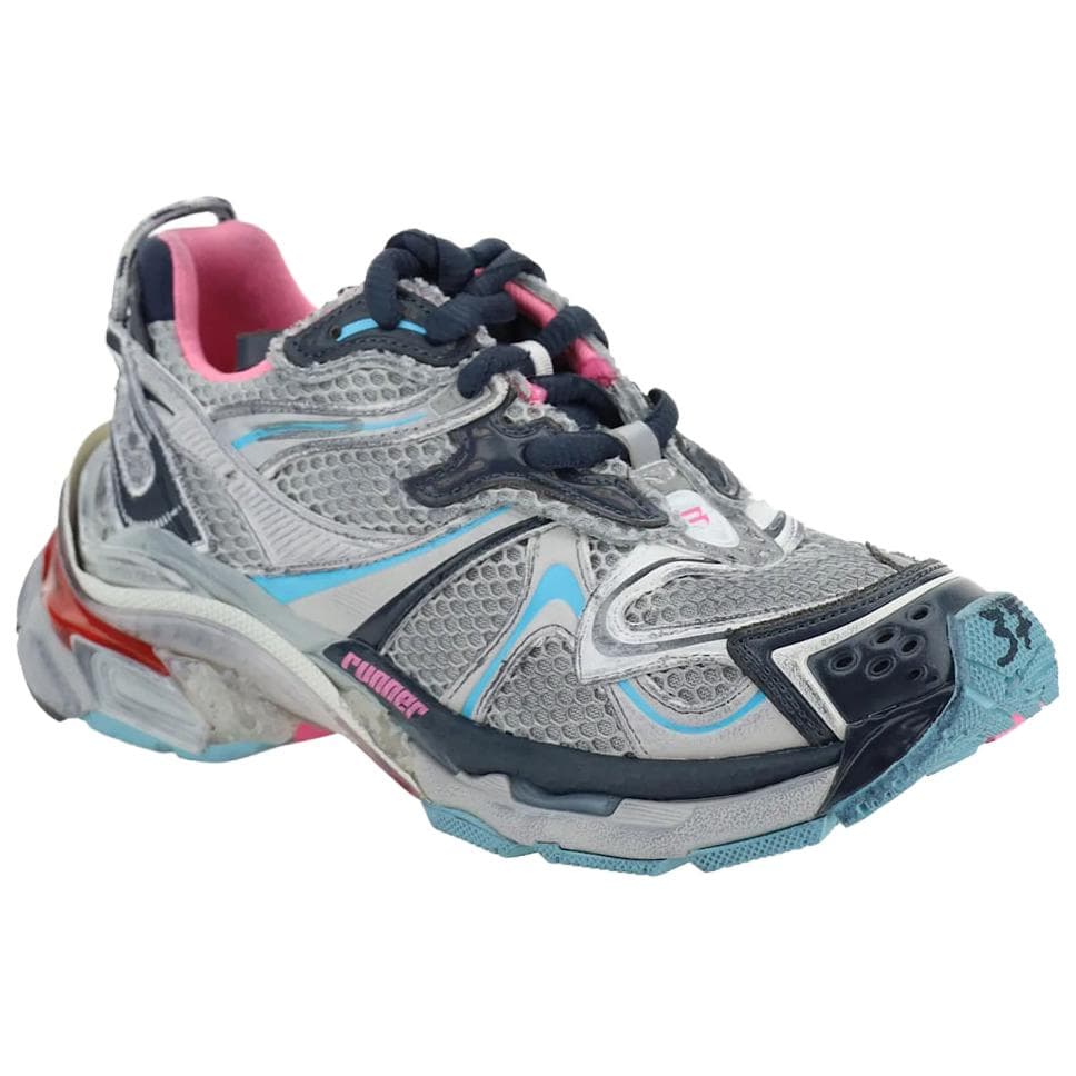 Кроссовки Balenciaga Runner Коровья кожа Низкий топ массивные кроссовки Женские Синий Серый - изображение 3