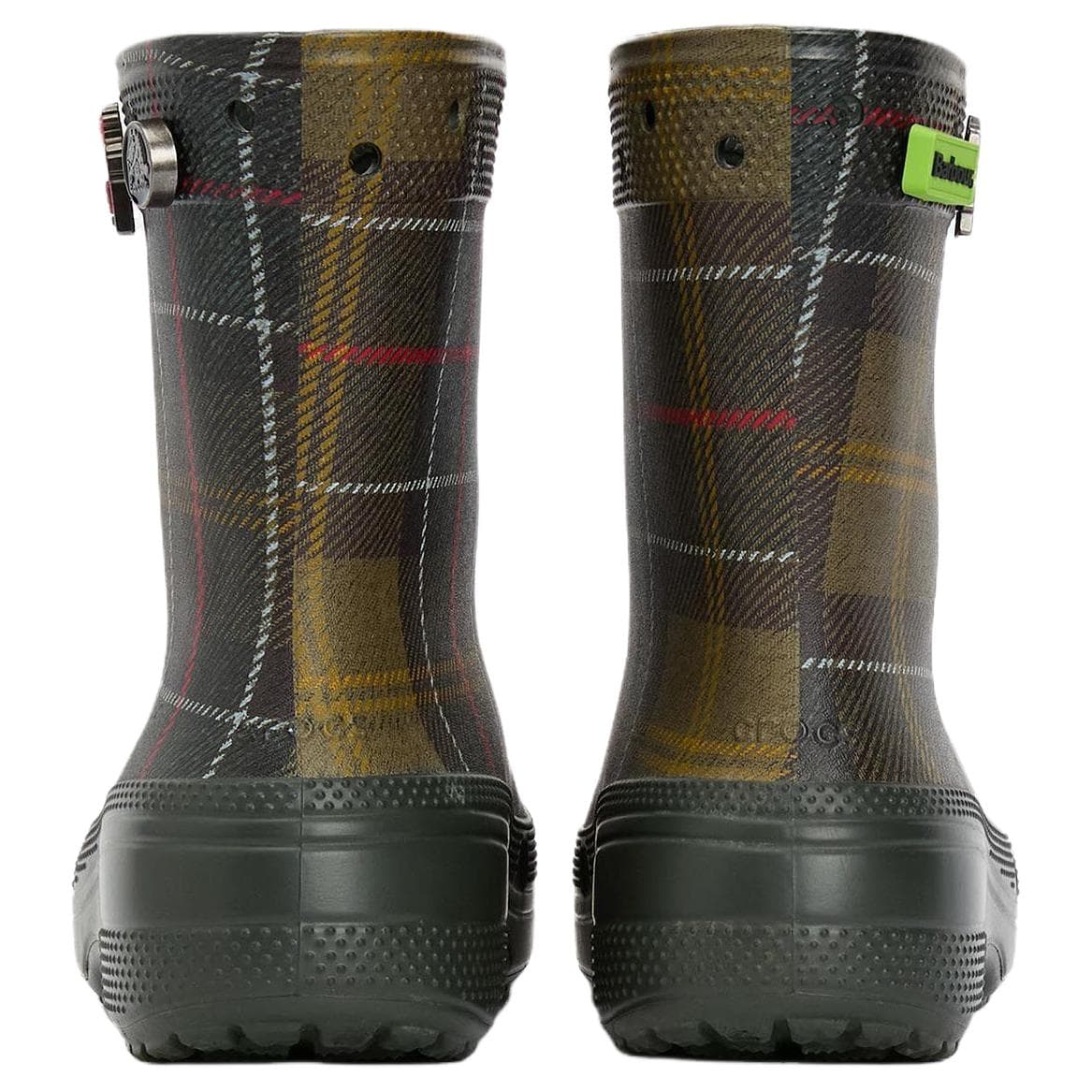 Сапоги Crocs x Barbour Резиновые ботинки с клетчатым узором унисекс зеленый коричневый - изображение 5