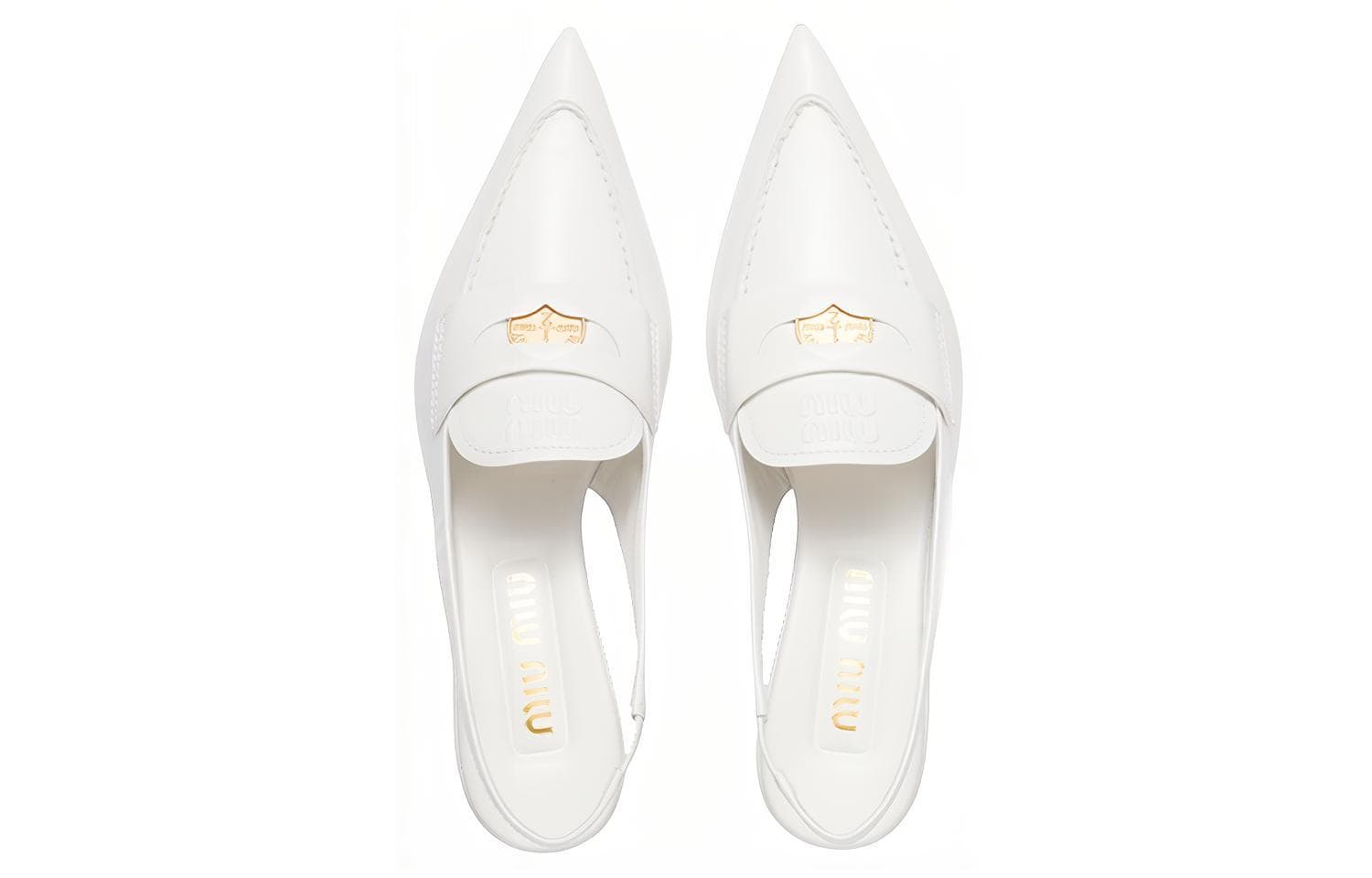 Туфли Miu Miu Penny Leather Loafers White - изображение 5