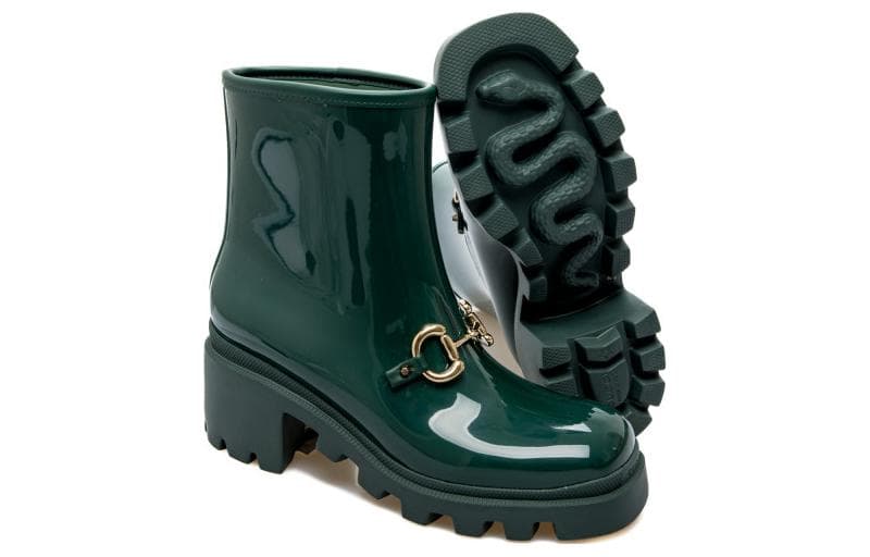 Сапоги Gucci Rubber Horsebit Ankle Boots Green - изображение 6