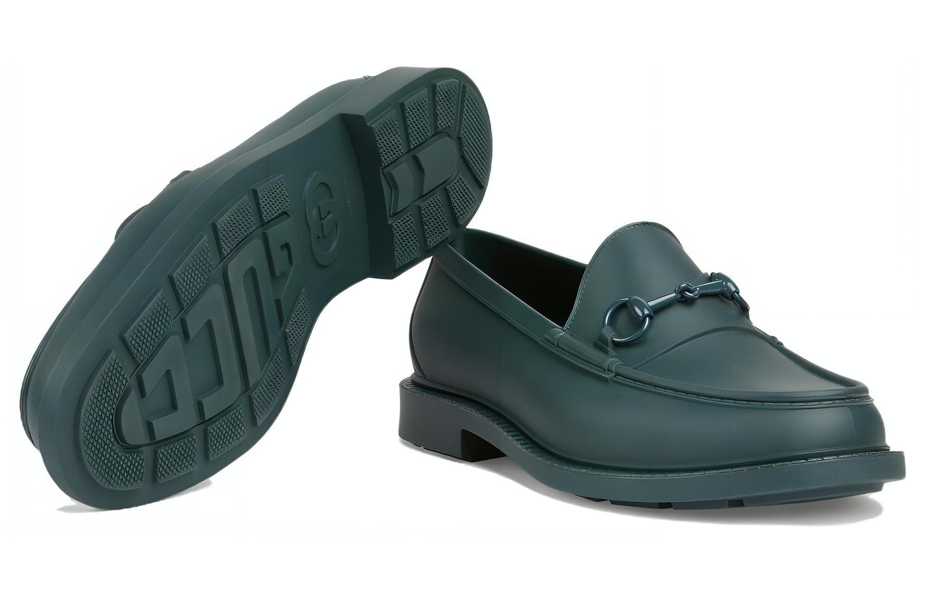 Лоферы Gucci Rubber Loafer Deep Green - изображение 6