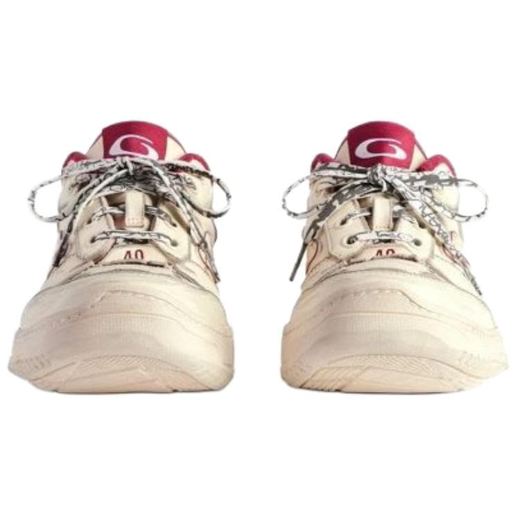 Кроссовки Balenciaga Hamptons Worn-Out Low Top Sneakers White Red - изображение 5