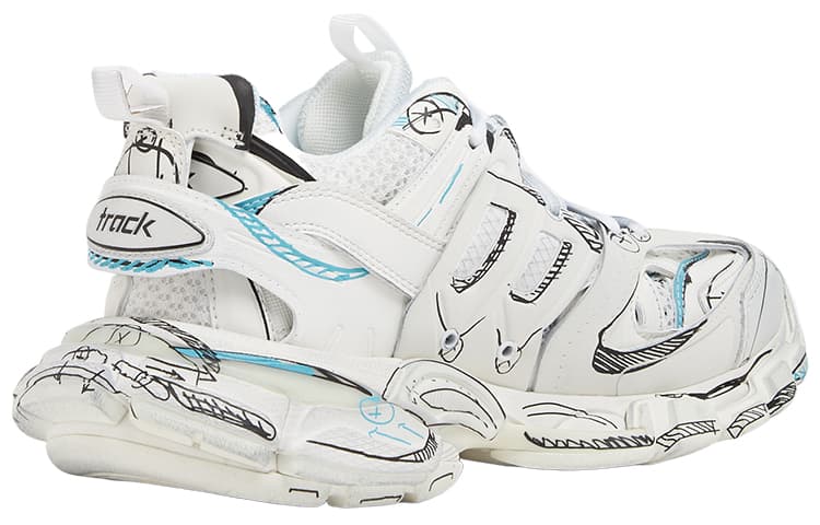 Кроссовки Balenciaga Track 1,0 Кружево Вверх Низкие Кроссовки Женские Белые С Эффектом Потертости - изображение 4