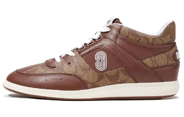 Кроссовки Coach Lace-Up Mid Sneakers Brown - изображение 1
