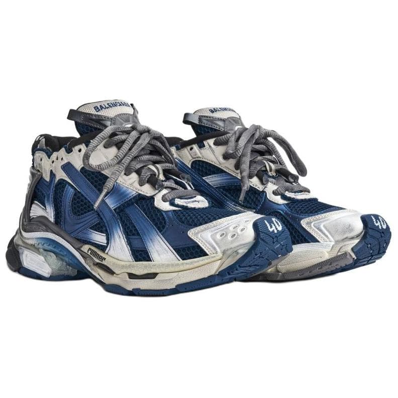 Кроссовки Balenciaga Runner Градиент с эффектом потертости амортизация низкий топ повседневная обувь мужской синий - изображение 3