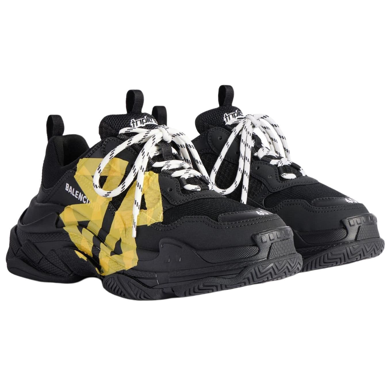 Кроссовки Balenciaga Triple S Tape Type Low Топ Толстая подошва Кроссовки Мужские Черные - изображение 3