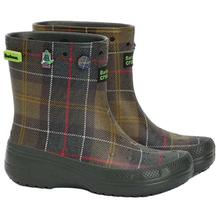 Сапоги Crocs x Barbour Резиновые ботинки с клетчатым узором унисекс зеленый коричневый - изображение 2