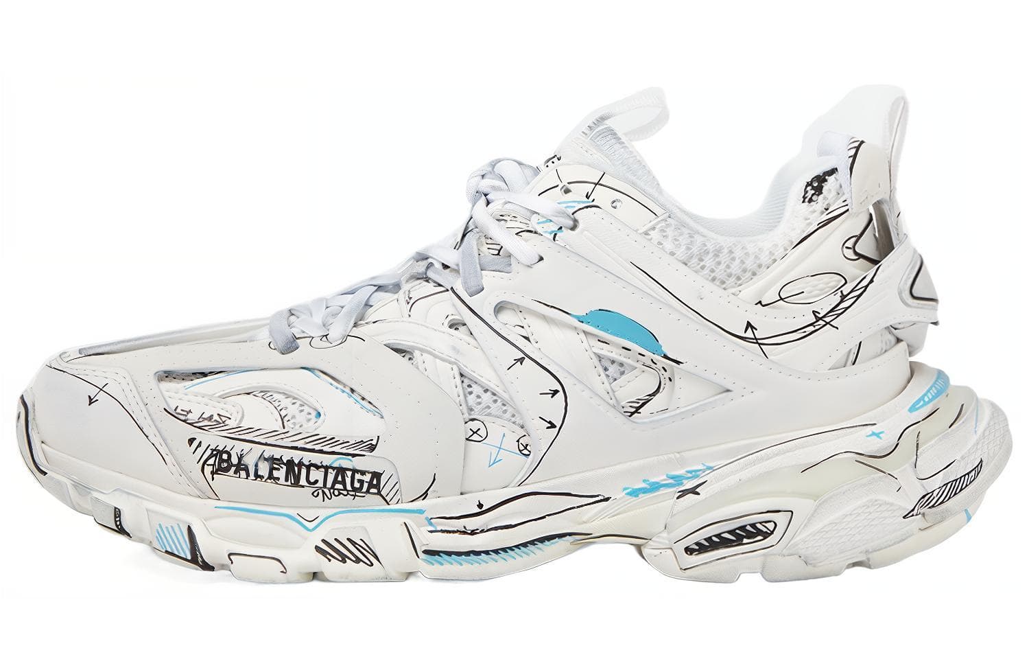 Кроссовки Balenciaga Track 1,0 Кружево Вверх Низкие Кроссовки Женские Белые С Эффектом Потертости - изображение 1