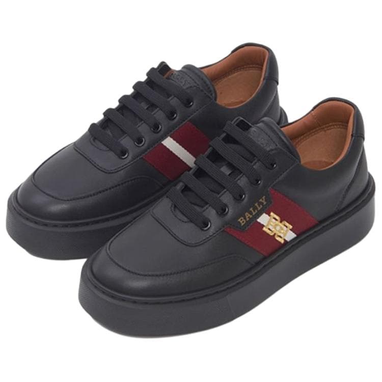 Кроссовки Bally Round Toe Leather Sneakers Black - изображение 4