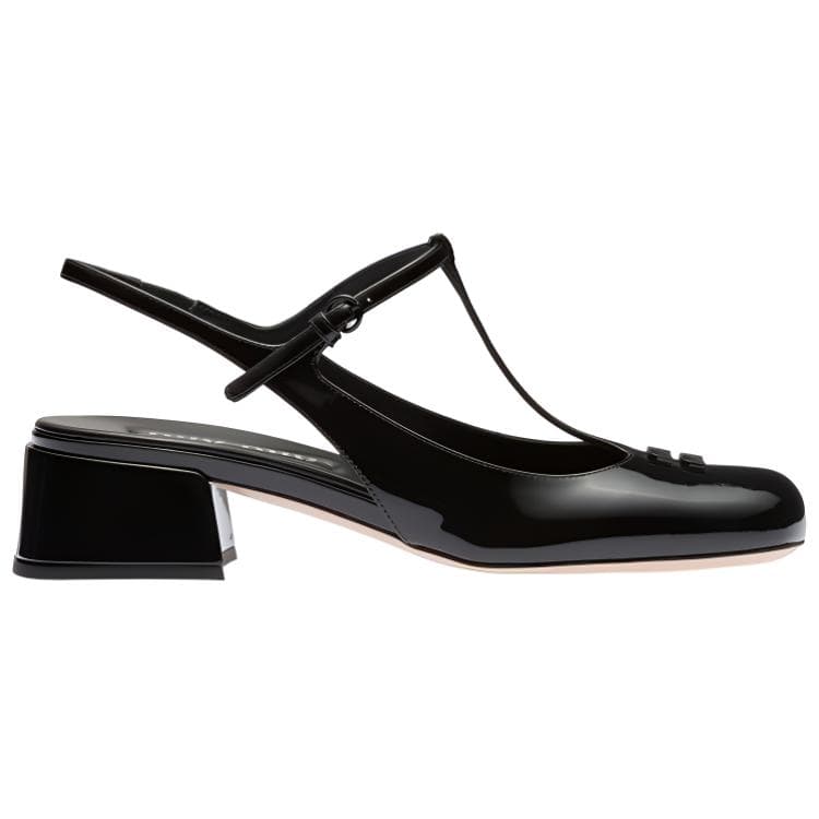 Туфли Miu Miu Patent Logo Heels Black - изображение 2