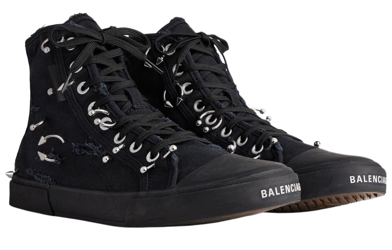 Кеды Balenciaga Paris Кеды Высокие Canvas для скейтбординга Женские Черные - изображение 2