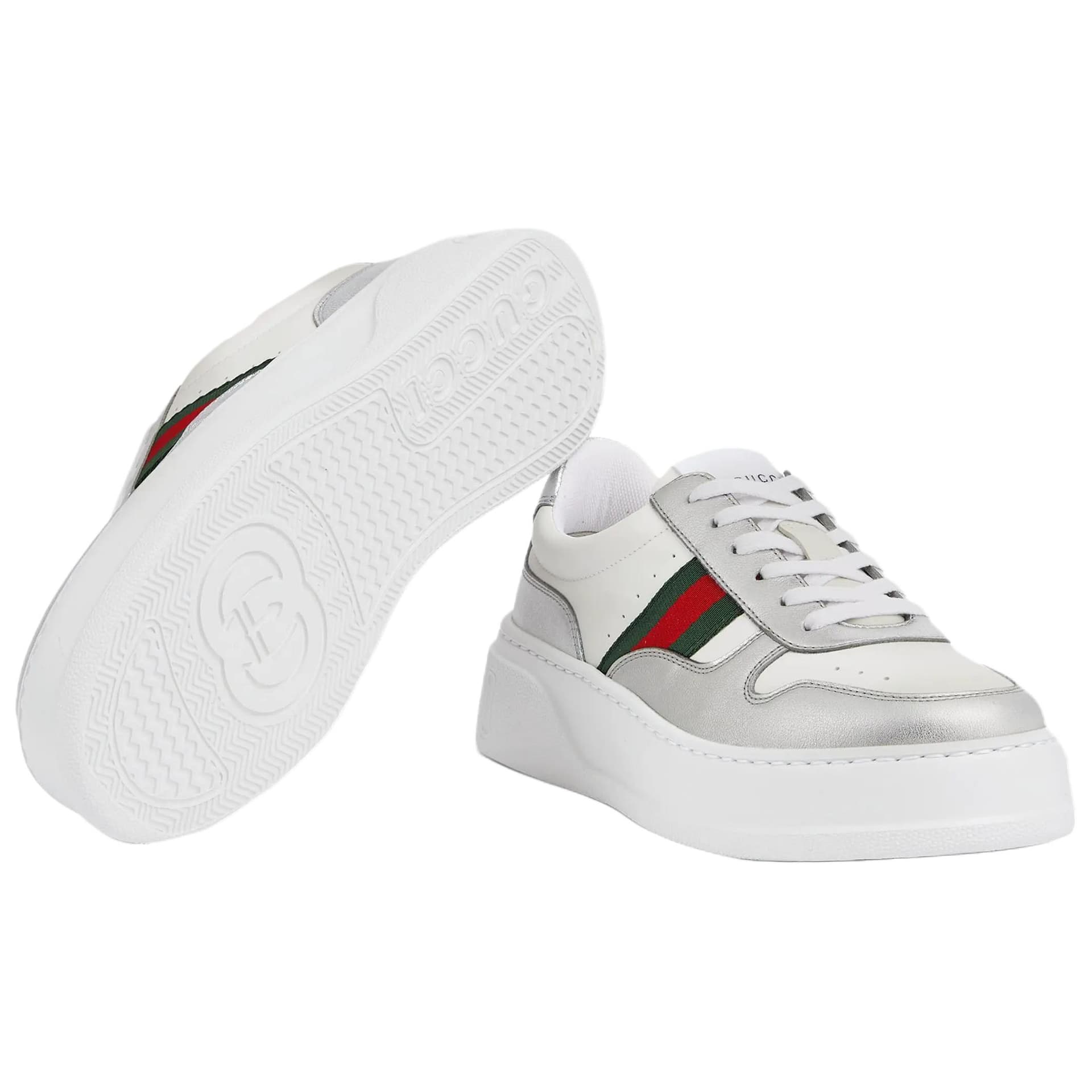 Кроссовки Gucci Leather Lace-Up Low Top Sneakers White - изображение 6