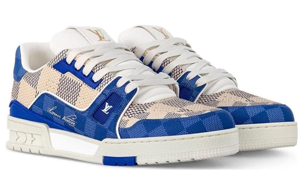 Кроссовки Louis Vuitton Trainer Low Blue Beige - изображение 2