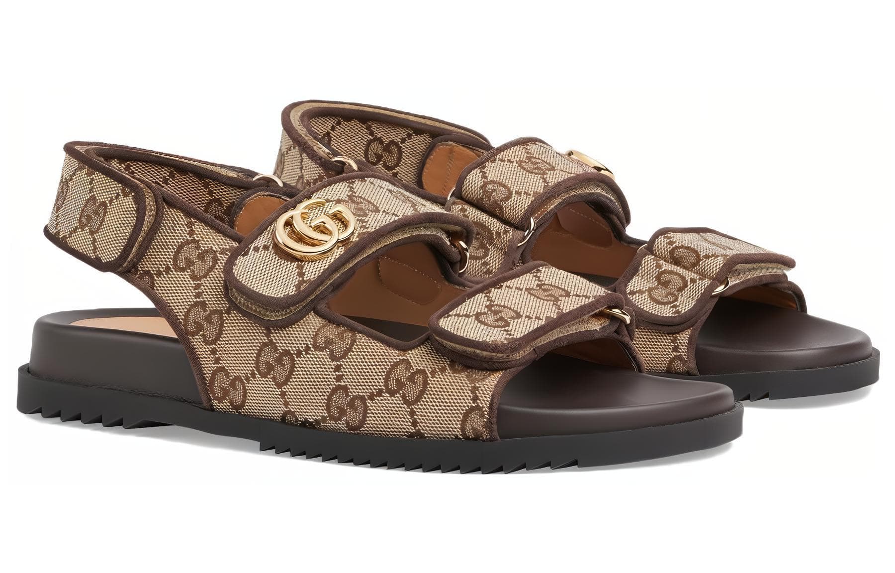 Сандалии с ремешком Gucci Double G Sandals Brown - изображение 2