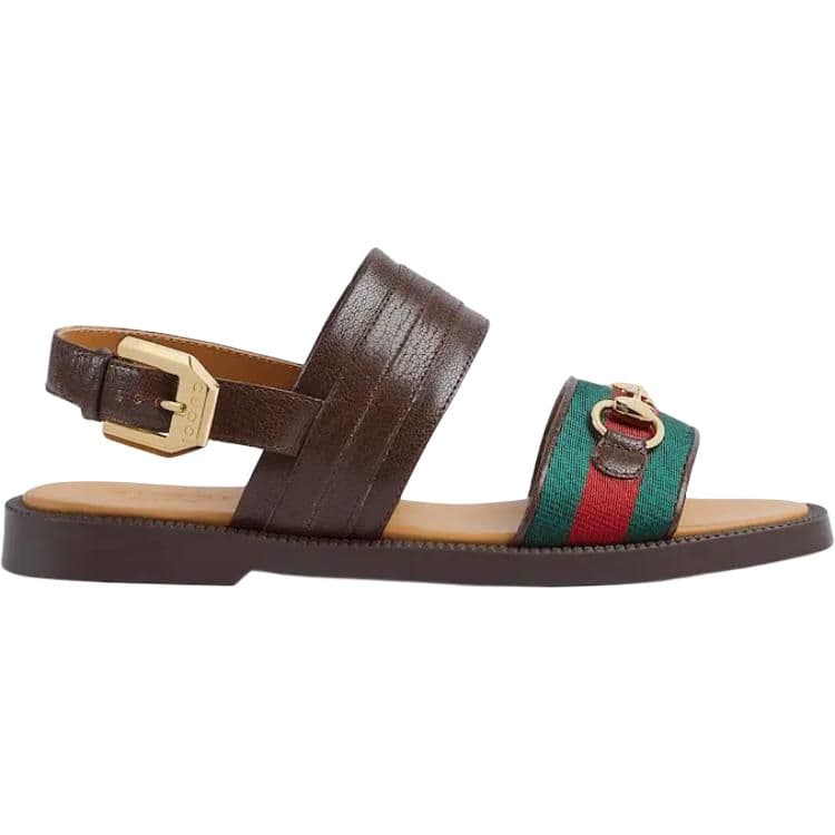 Сандалии GUCCI Пряжка Horsebit Кожа Низкие Сандалии Коричневые Детские - изображение 2