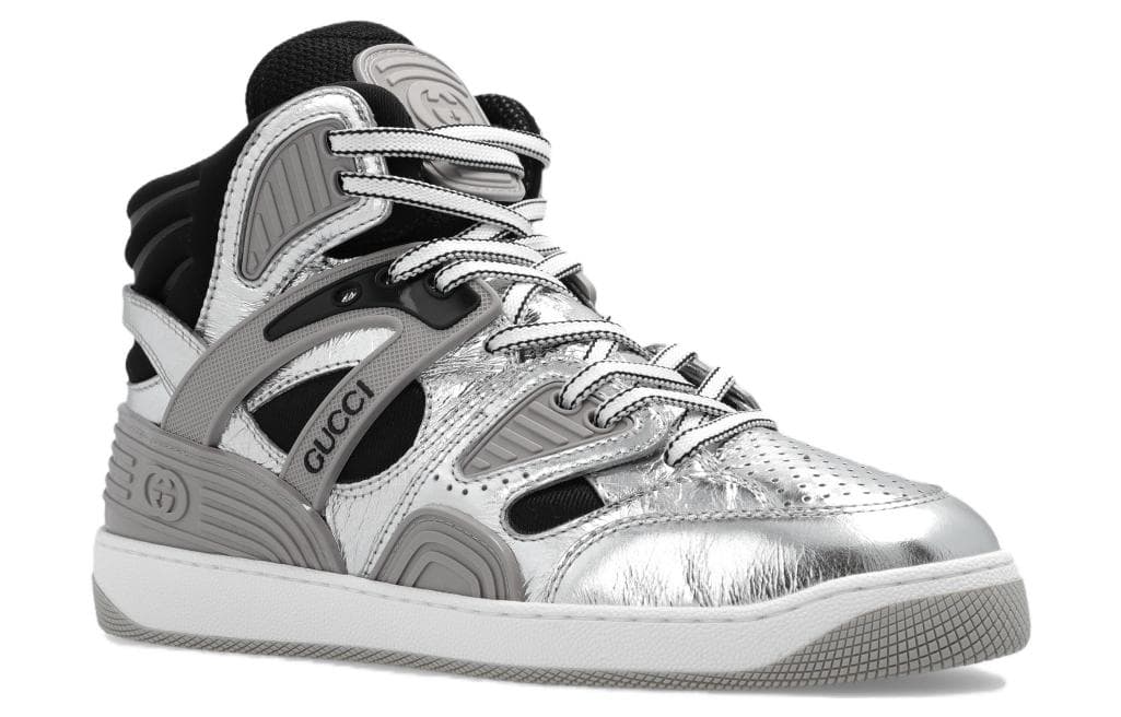 Кроссовки Gucci Basket High-Top Black Silver - изображение 3