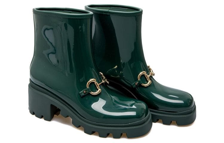 Сапоги Gucci Rubber Horsebit Ankle Boots Green - изображение 3