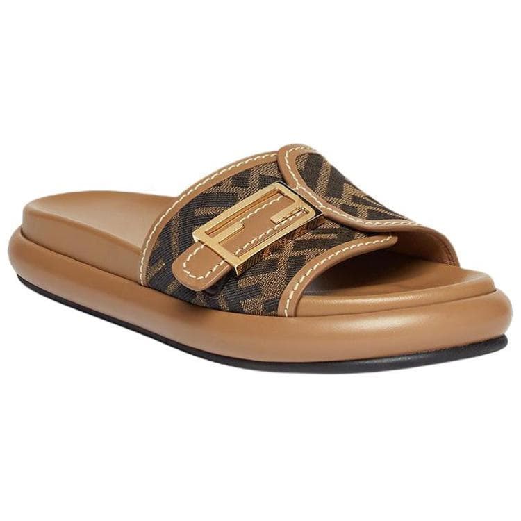 Сандалии Fendi Baguette Slides Brown - изображение 3