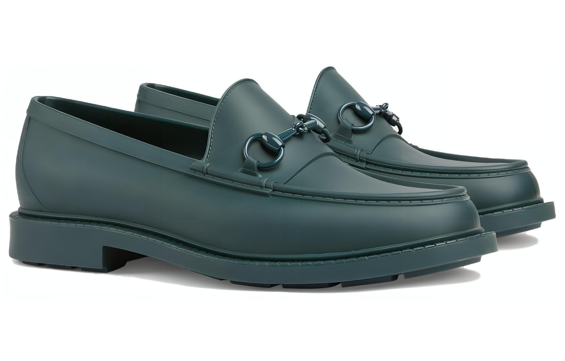 Лоферы Gucci Rubber Loafer Deep Green - изображение 3