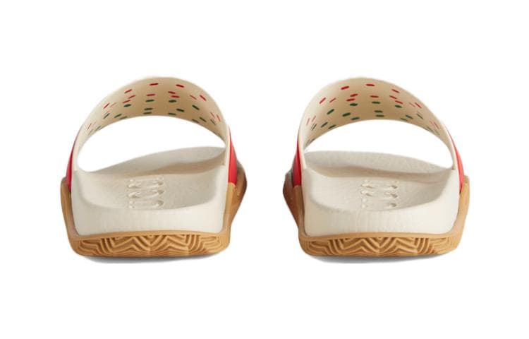 GUCCI INTERLOCKING Резиновые слайд-тапочки Бежево-зеленый Красный для детей 3-7 лет - изображение 4