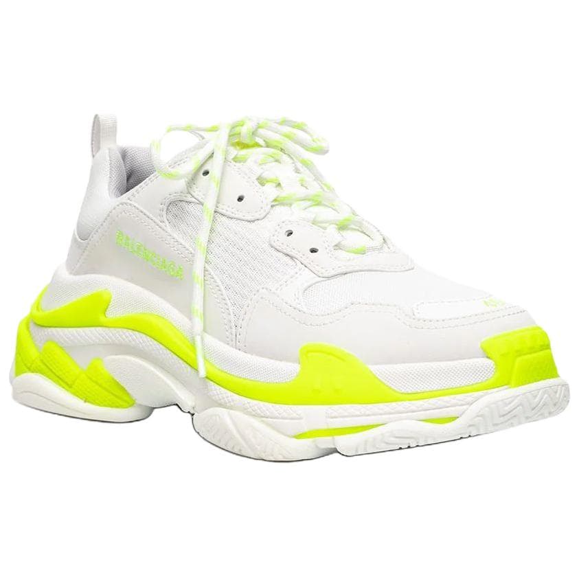 Кроссовки Balenciaga Triple S Кожа Низкие Кеды Мужские Неоново-Желтые - изображение 3