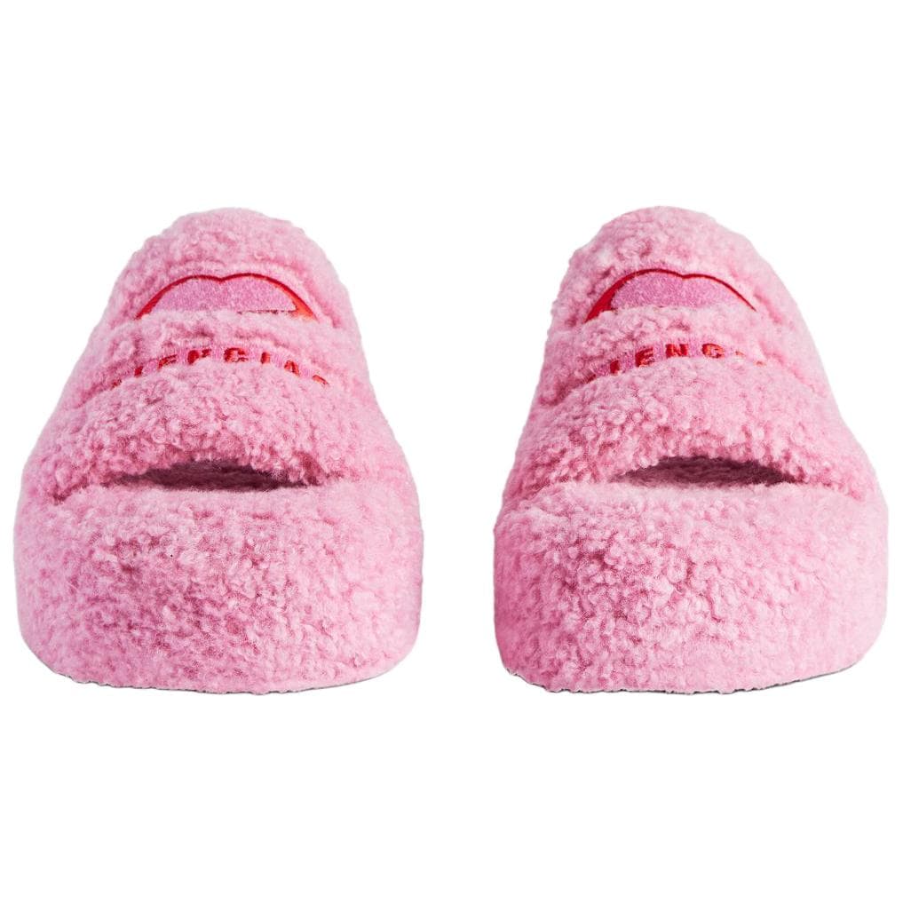 Сандалии Balenciaga Furry Шлепанцы 5 см Женские Розовые - изображение 4