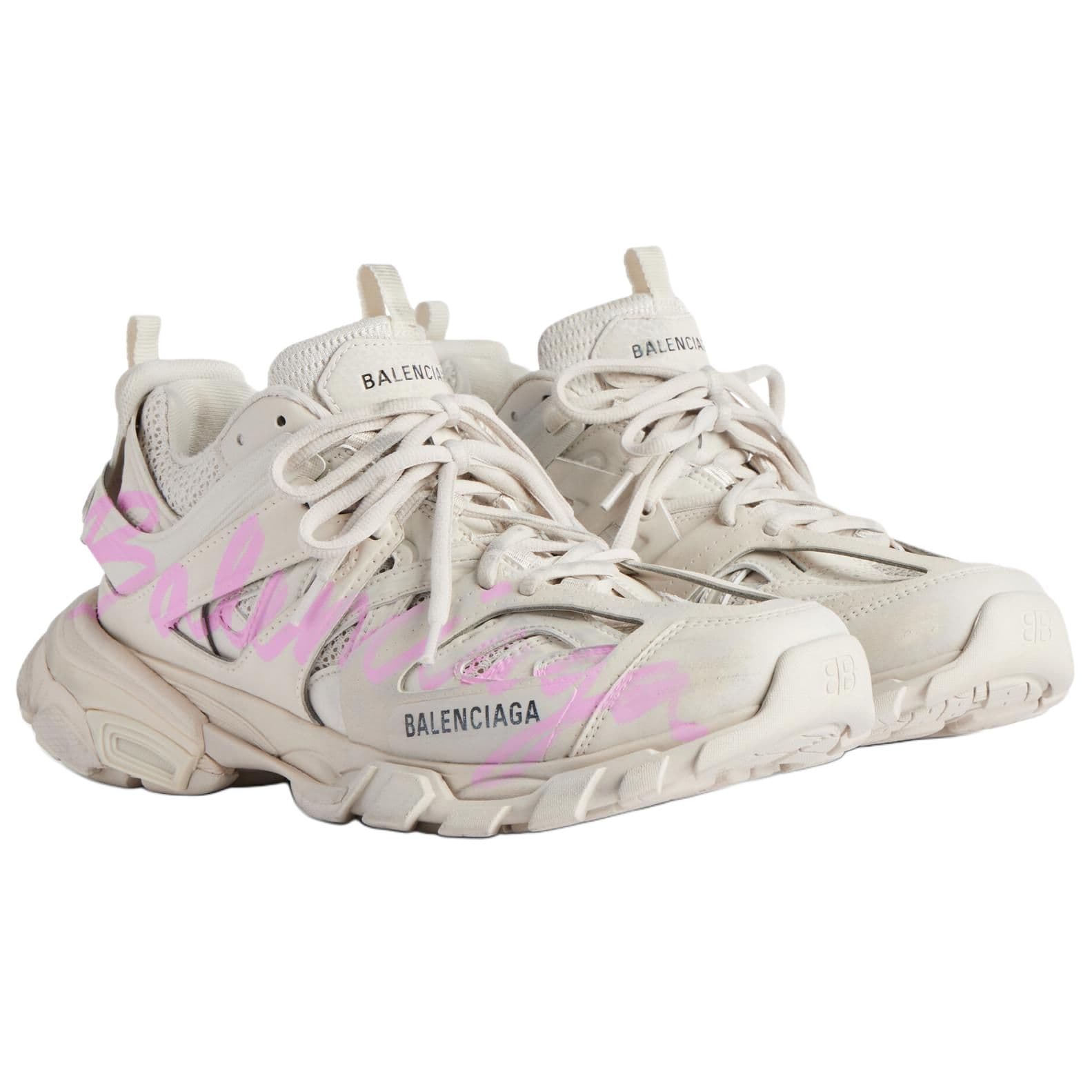 Кроссовки Balenciaga Track 1,0 Массивные кроссовки Low Топ Бежево-розовый Женские - изображение 2