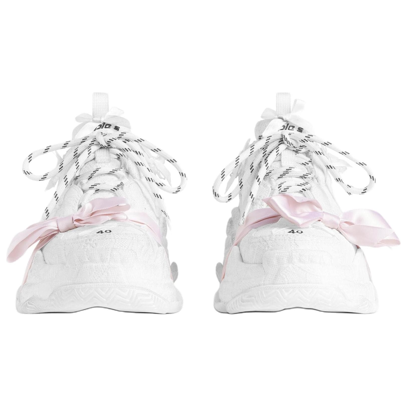 Кроссовки Balenciaga Triple S Кружево Низкие Кроссовки с Толстой Подошвой Женские Белые - изображение 4