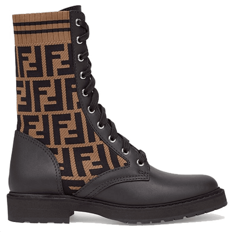 Ботинки Fendi FF Motif Leather Biker Boots Black - изображение 2