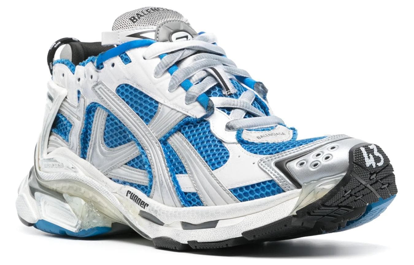 Кроссовки Balenciaga Runner Low Топ Толстая подошва Кроссовки Мужские Синие Белые - изображение 3