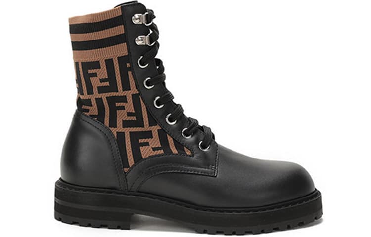 Ботинки Fendi Leather Printed Lace-up Martin Boots - изображение 2