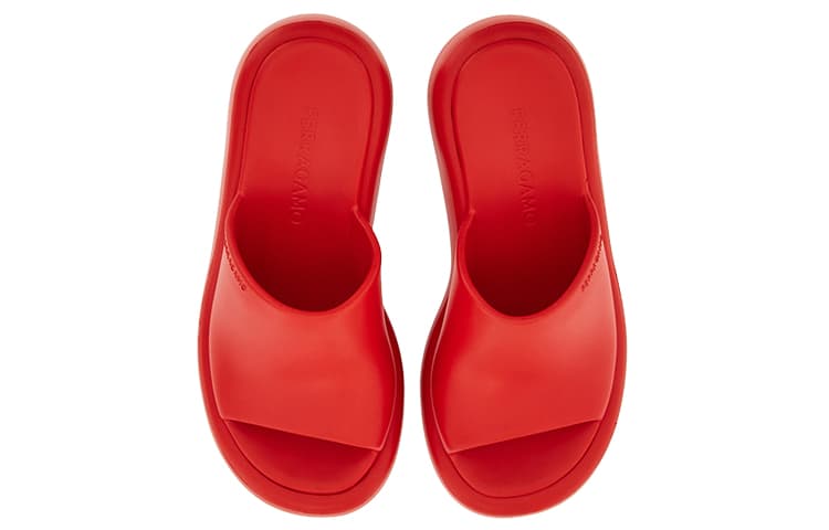 Сандалии Ferragamo Резиновые Тапочки Slide Женские Красные - изображение 4