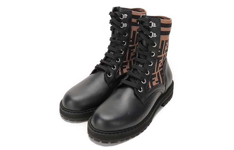 Ботинки Fendi Leather Printed Lace-up Martin Boots - изображение 3