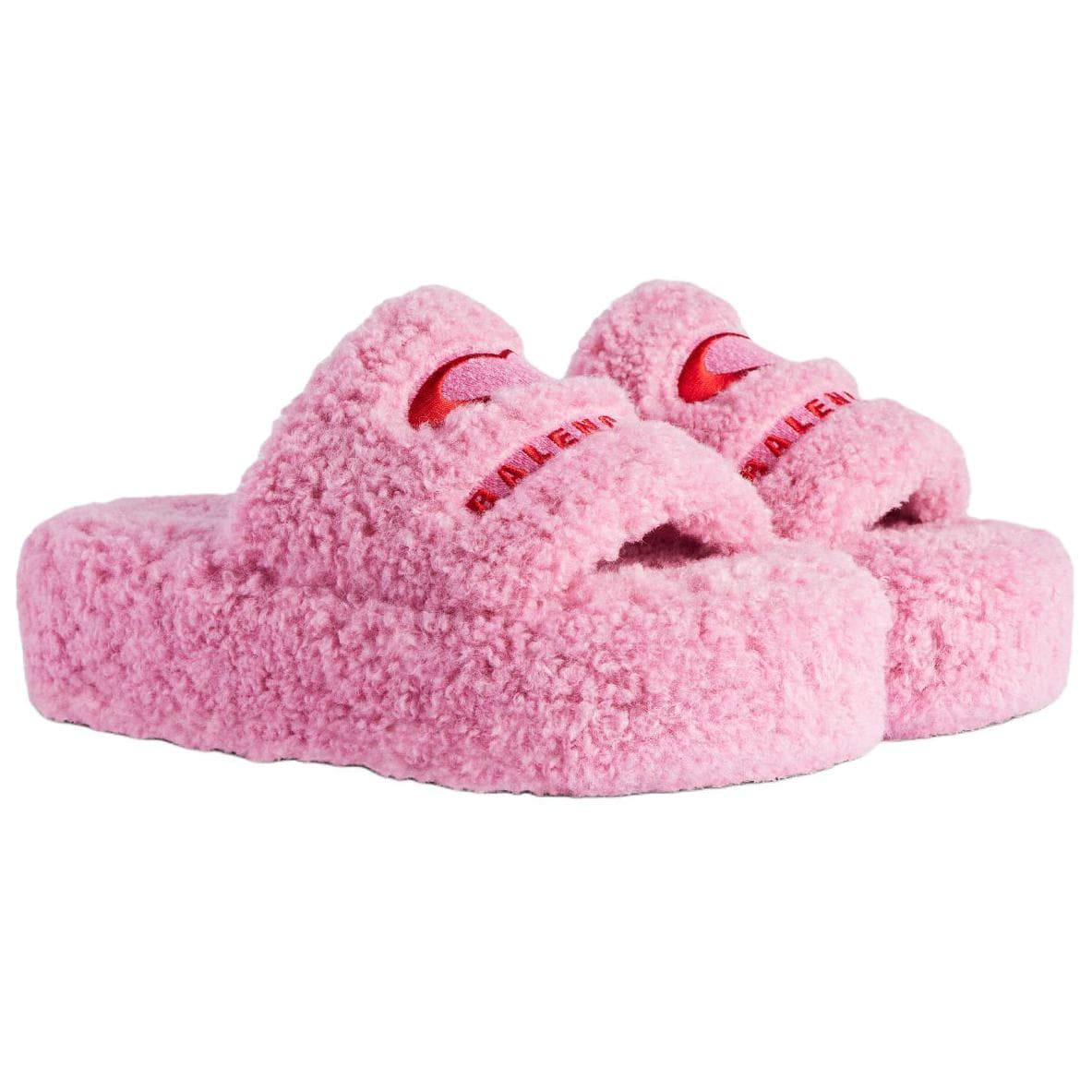 Сандалии Balenciaga Furry Шлепанцы 5 см Женские Розовые - изображение 3