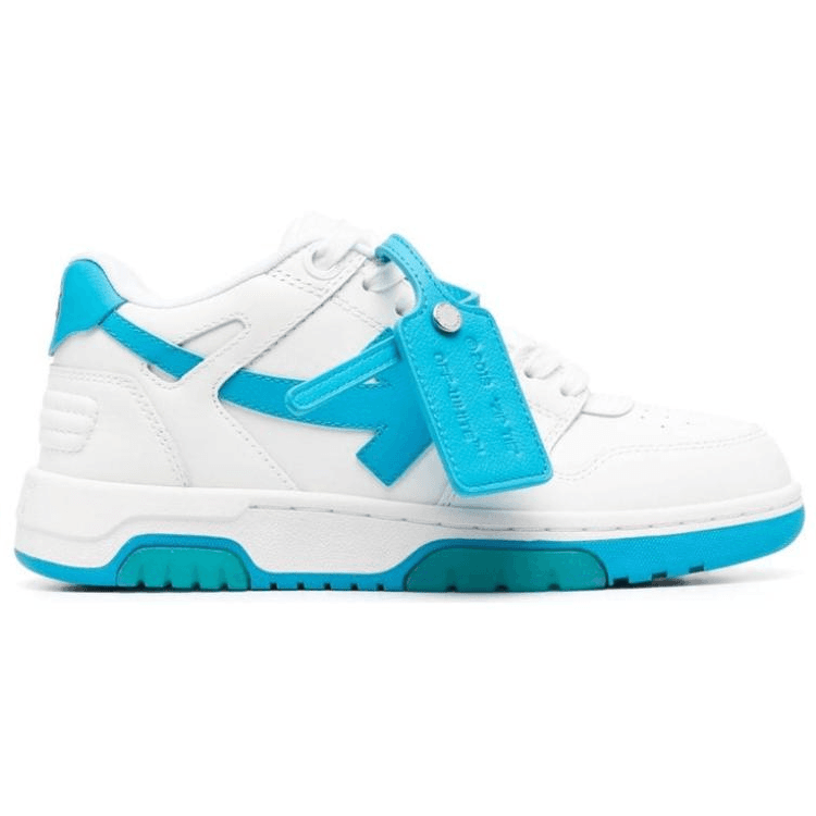 Кроссовки OFF-WHITE Out Of Office 100% кожа Стильные Скейтбординги низкие круглые На шнурках женские бело-голубые - изображение 2