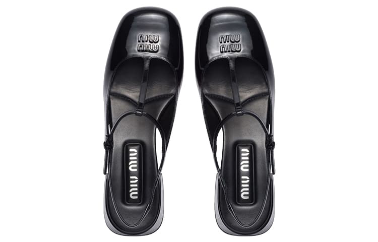 Туфли Miu Miu Patent Logo Heels Black - изображение 4