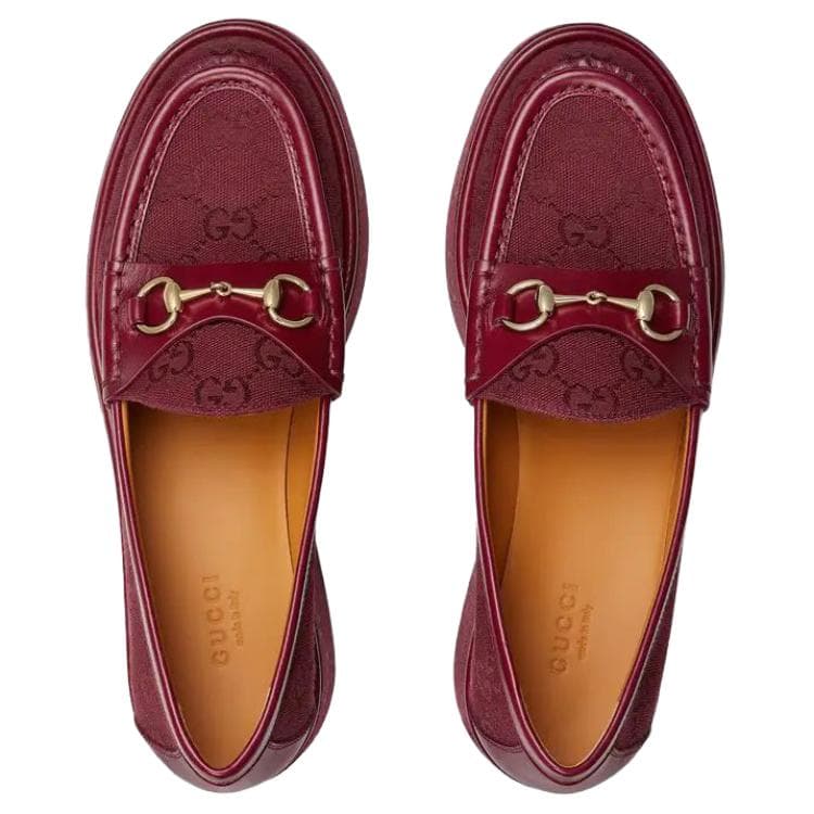 Лоферы GUCCI Кожа Лоферы 5 см Женские Бордовый - изображение 4