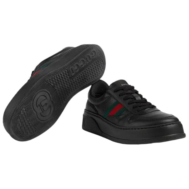 Кроссовки Gucci Leather Low Top Sneakers Black - изображение 6