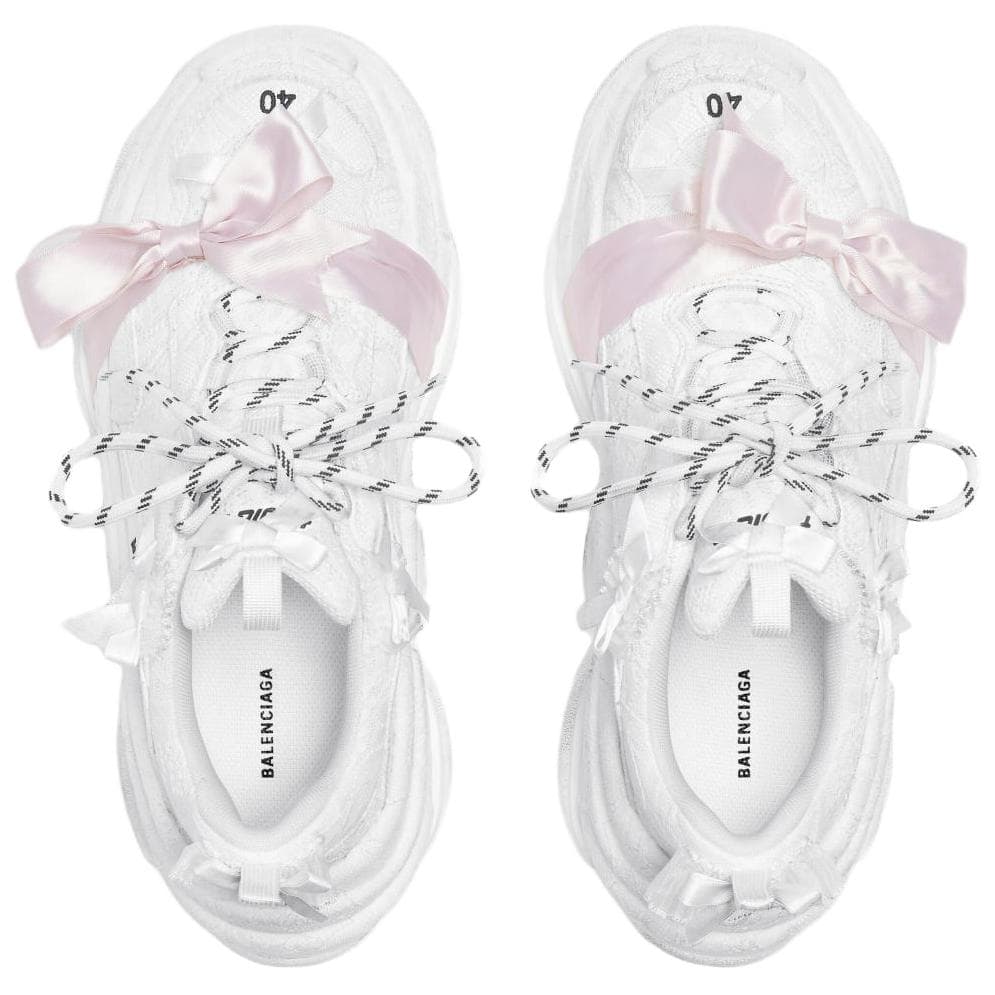 Кроссовки Balenciaga Triple S Кружево Низкие Кроссовки с Толстой Подошвой Женские Белые - изображение 5